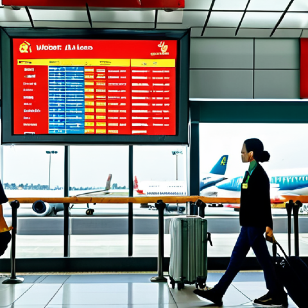 **

"A brightly lit, modern airport terminal interior. A professional traveler, fully clothed in casual but appropriate attire, is looking at a flight information screen. The screen displays the logos of Vietjet Air, Bamboo Airways, and Pacific Airlines. In the background, people are walking with luggage. Safe for work, appropriate content, perfect anatomy, natural proportions, professional, family-friendly, well-formed hands, proper finger count, modest clothing, daytime."

**
