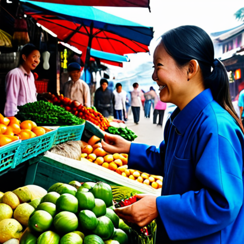 Bargaining at a Market**
"A fully clothed tourist politely bargaining with a vendor at a bustling Vietnamese market. The vendor is smiling and wearing traditional clothing. Fruits, vegetables, and colorful textiles are displayed in the background. Appropriate attire, safe for work, professional, perfect anatomy, natural proportions, high quality."
**