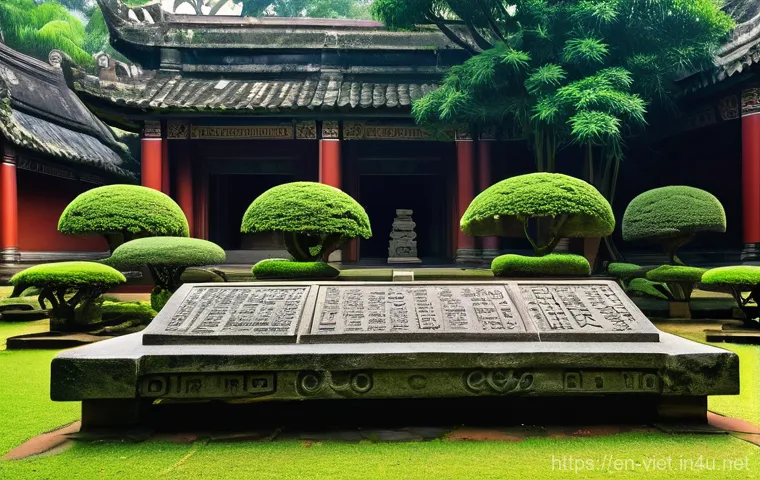 베트남 하노이 문묘 - **A Serene Gateway to Ancient Knowledge**
    A wide-angle shot of the main entrance to the Temple o...