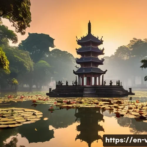 Home 33 베트남 불교 사원 탐방 - A serene early morning scene at the One Pillar Pagoda in Hanoi, showcasing its unique architectural ...